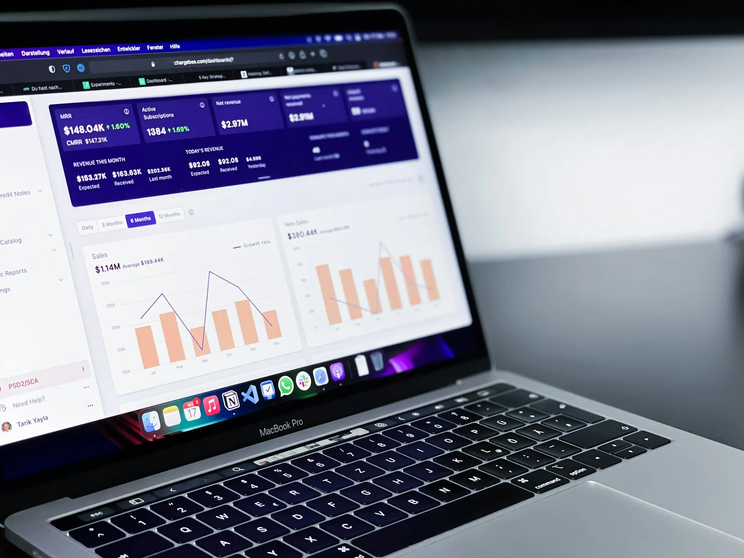Laptop showing a business dashboard