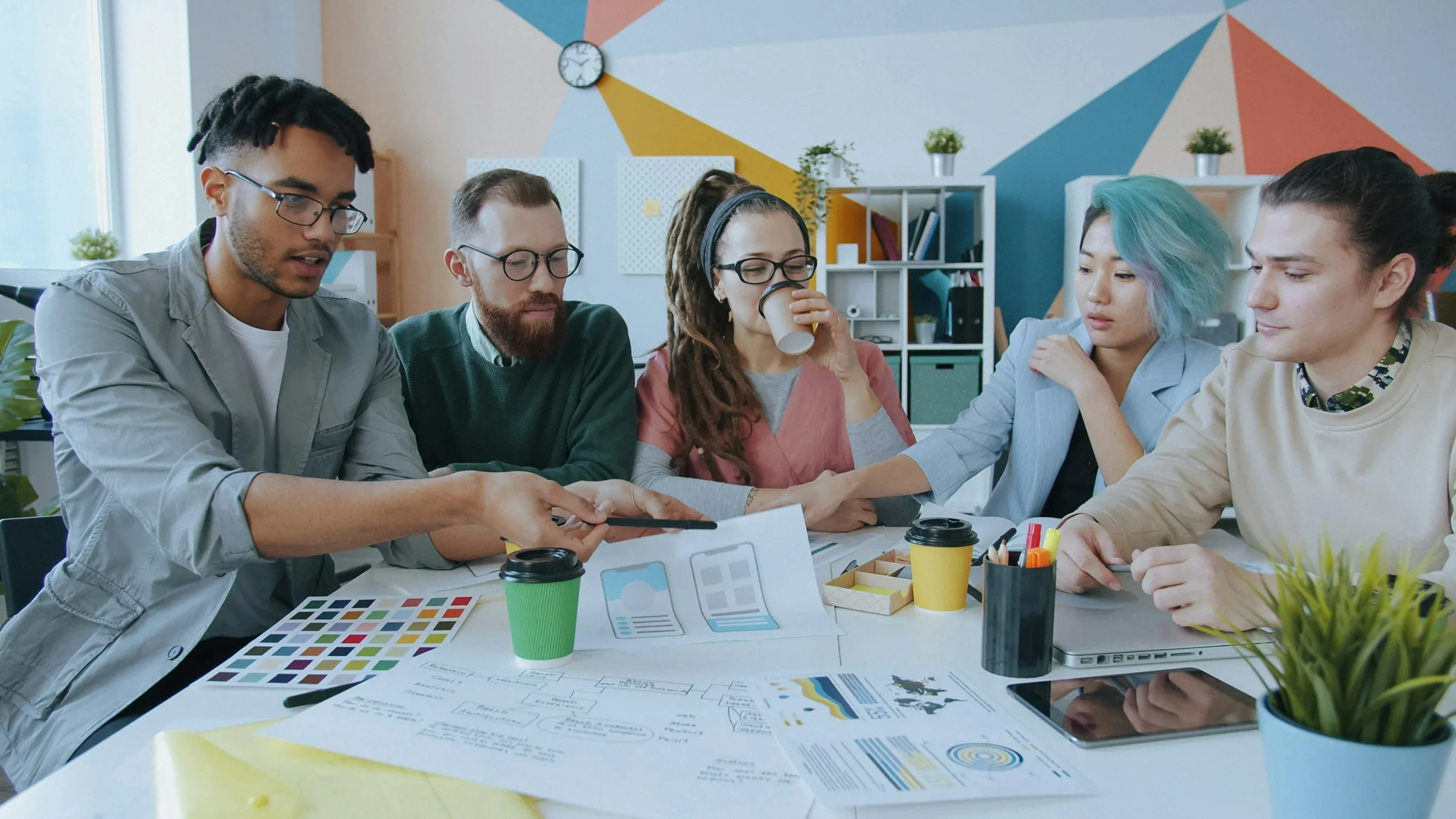 A team working together around a table